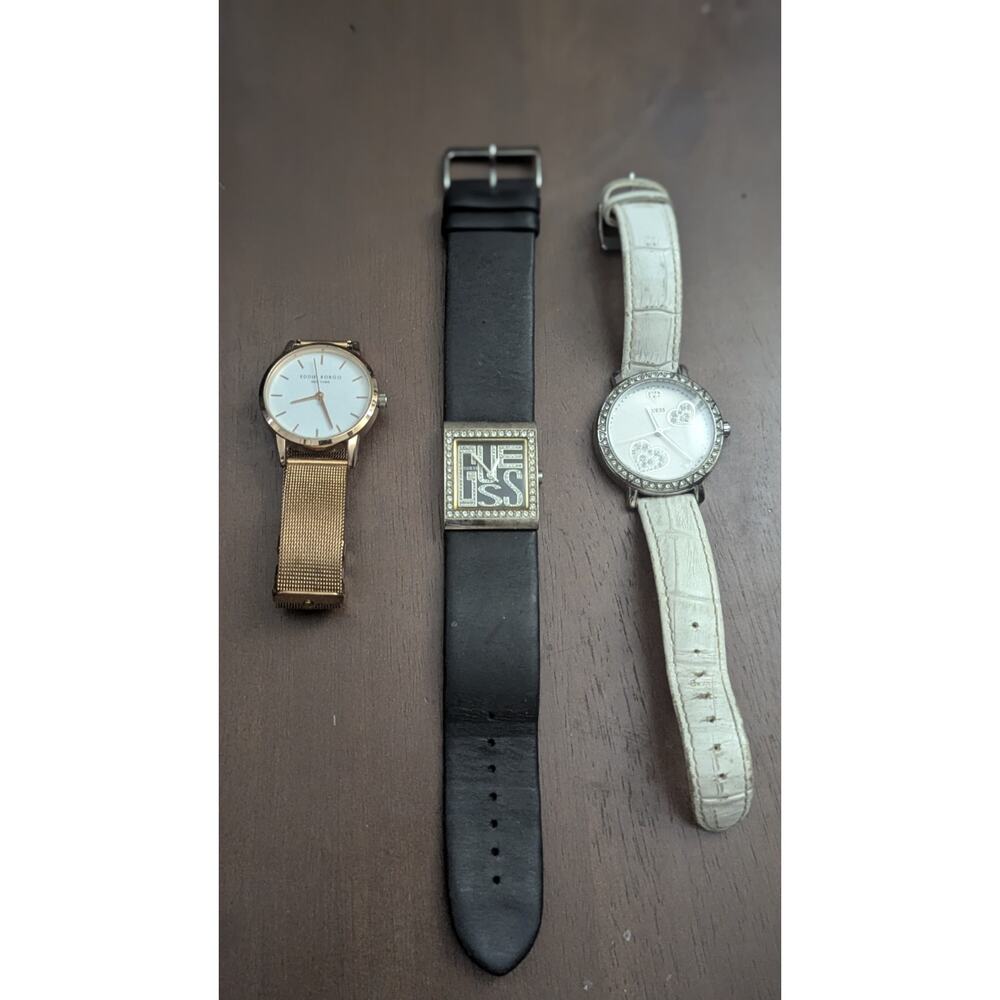 Lot 3 Women's Watches Eddie Borgo Guess Crystal Rhinestone Parts Untested